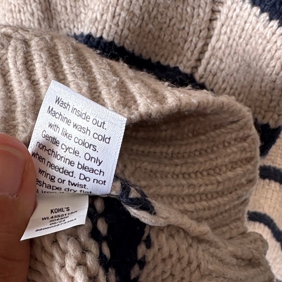 LC Lauren Conrad Beige and Navy Striped Sweater - Picture 8 of 8